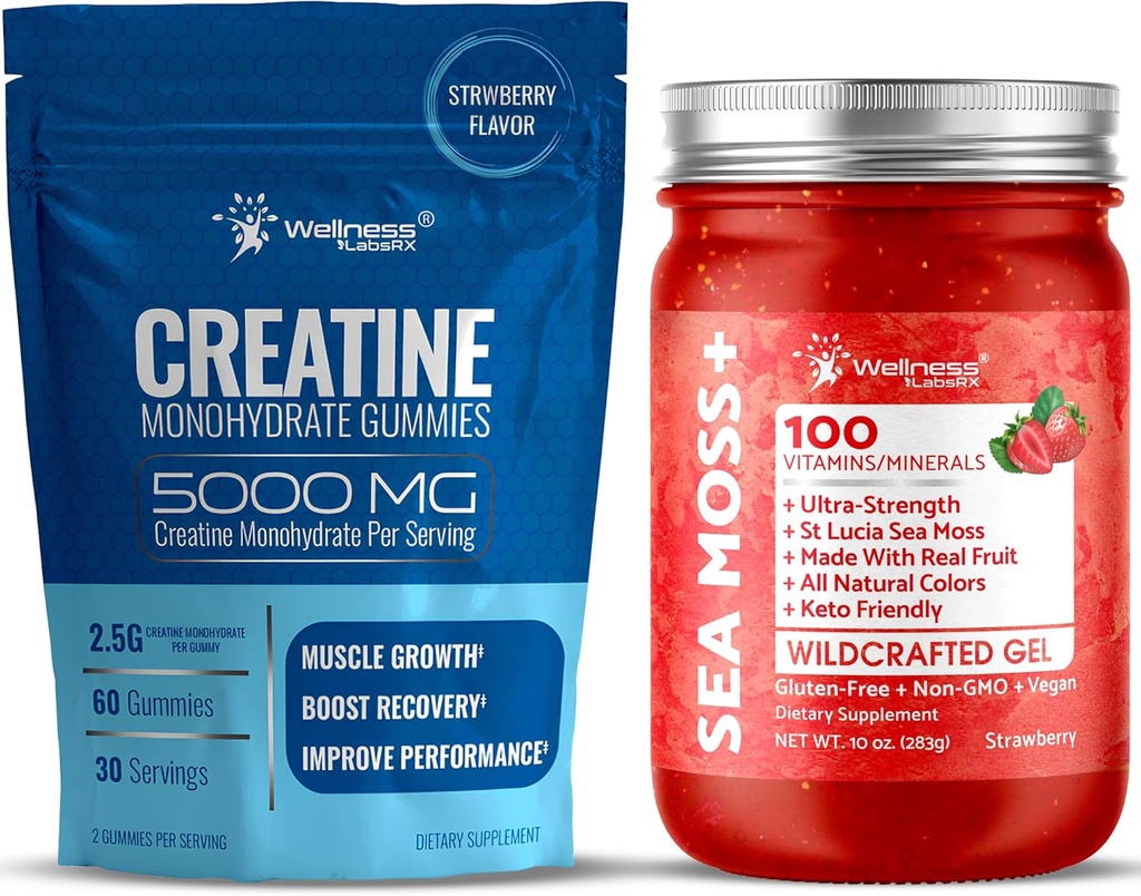 WELLNESS LABSRX Sea Moss Gel Strawberry Creatiini Gummies
