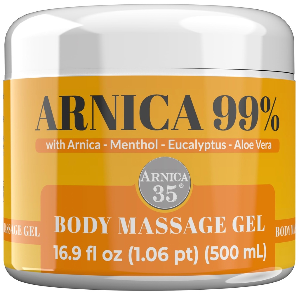 Arnica 35 - Arnica Gel för Bruising Extra Strong 98% 16,9 Fl Oz, Massage av muskler och gemensamma, naturliga och dermatologiskt testade formel - tillverkad i Italien