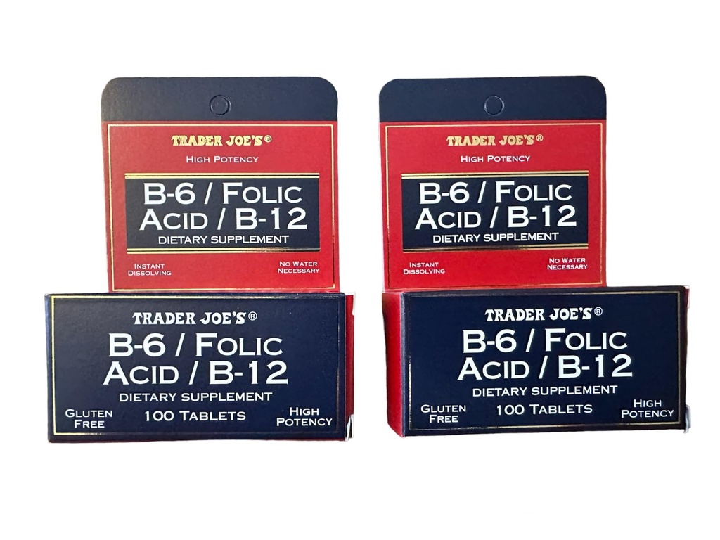 Trader Joe's B-6 / Foolihappo / B-12 Ravintolisä (200 tablettia - 2 pakkaus)