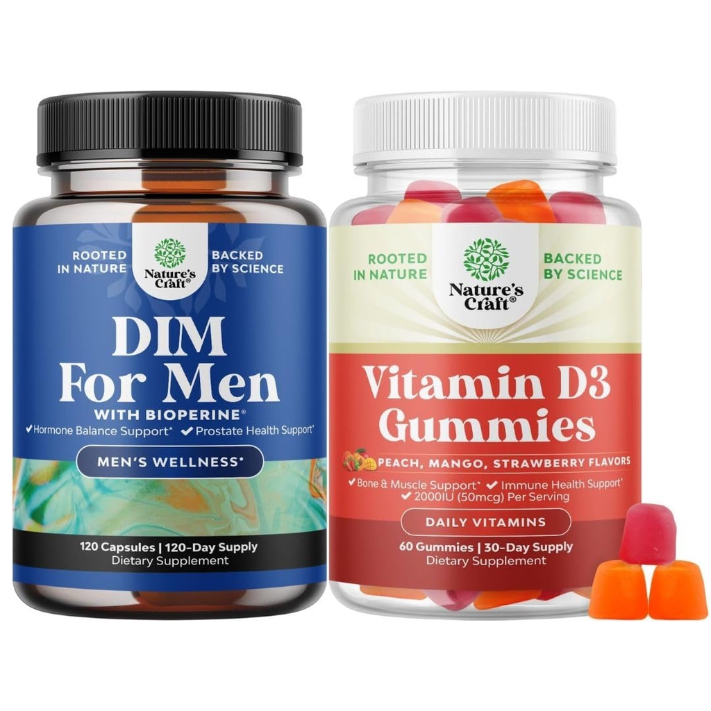 Bundle Advanced Diindolyylimetaani DIM täydentää miesten ja D3-vitamiini Gummies päivittäinen hyvinvointi luun lihasten ja immuuni tuki