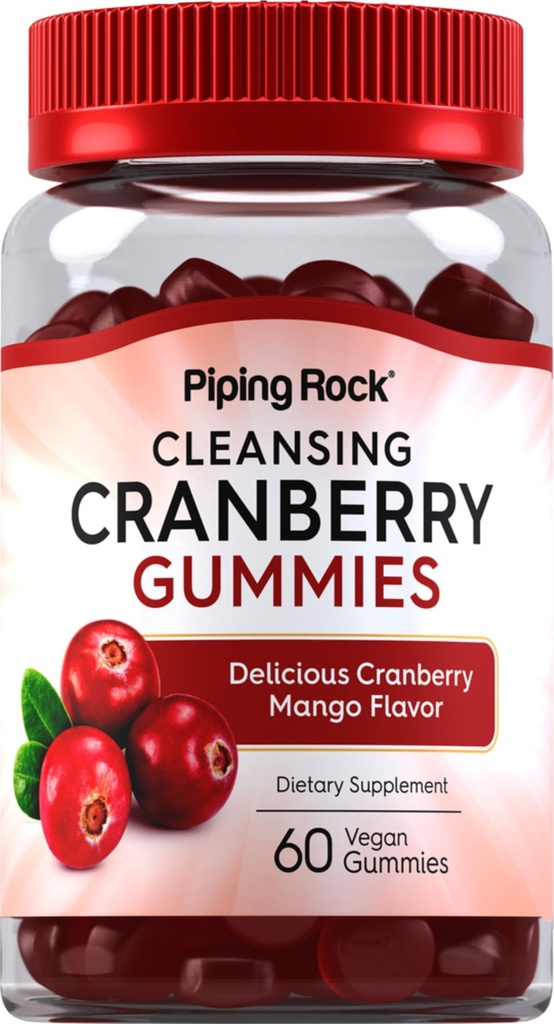 Piping Rock Cranberry Gummies | 60 greve | Cleansing Supplement för kvinnor och män | Cranberry Mango smak | Vegan, icke-GMO, Gluten Free