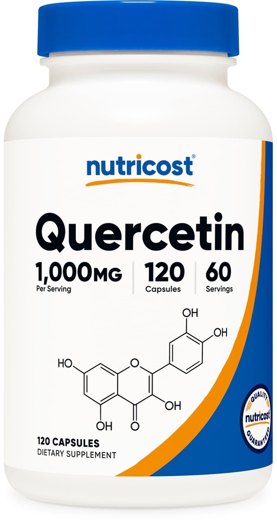 Nutricost Quercetin 1000 mg, 120 kapselia - kasvissyöjäkapselit, 60 tarjoilua, 500 mg per kapseli, ei-GMO, gluteeniton