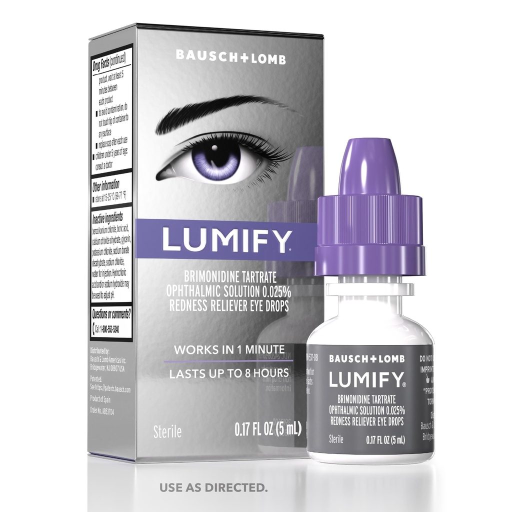 LUMIFY silmätipat punasilmille, punertava reliever kirkkaammille silmille, toimii 1 minuutin ja kestää jopa 8 tuntia, silmätipat, 0,17 Fl Oz (5 ml)