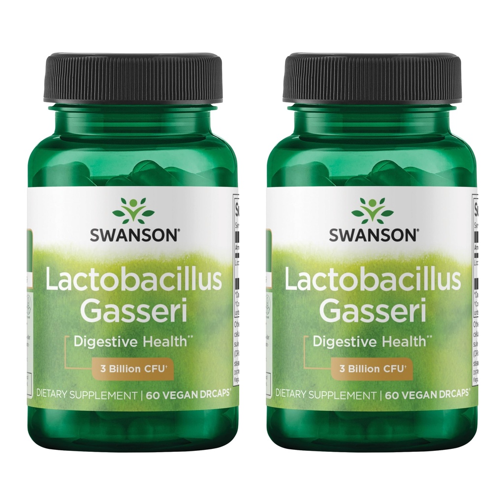 Swanson Lactobacillus Gasseri - Probiootti Supplement Supporting Dgestive Health with 3 Billion PMY - Design-Release Satiety & Fat Metabolia Support - (60 kasviskapselit) 2 pullot