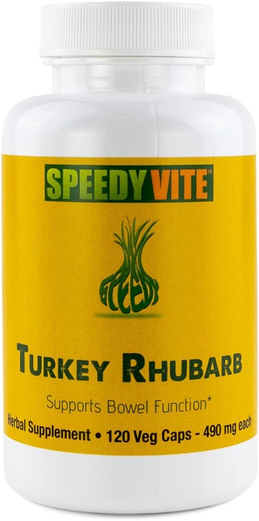 SpeedyVite® Turkiet Rhubarb Formel | Stöder tarmfunktion * | Colon Detox och Cleanse Formel | Innehåller Cascara Sagrada, Senna, Psyllium, Aloe Vera, Slippery Elm och mer (1x 120 Veg Caps)