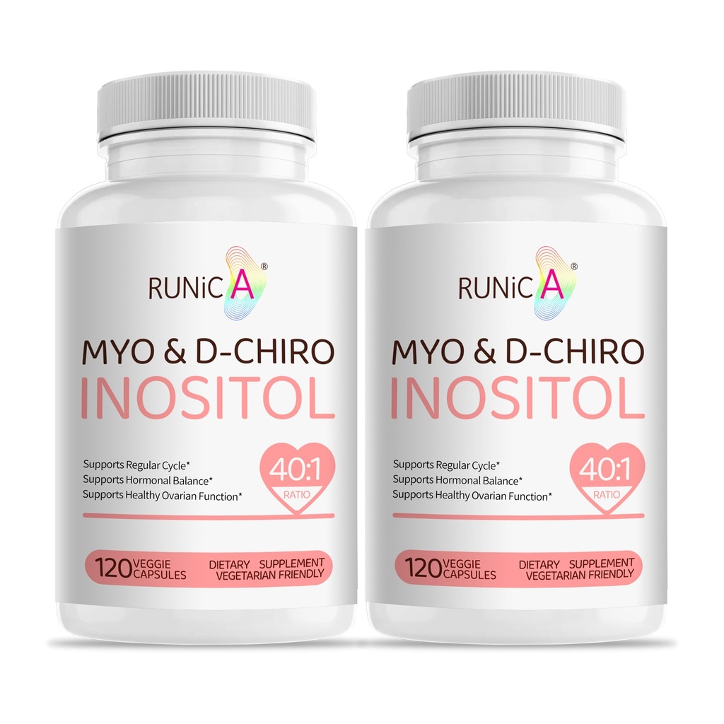 Myo-Inositol & D-Chiro Inositol Supplement for Women - Ihanteellinen 40:1 Ratio -Tuki naisten Hormoni Balance & Hedelmällisyys & Munasarja terveys - Vegaani jauhe kapselit - 60 päivän toimitus