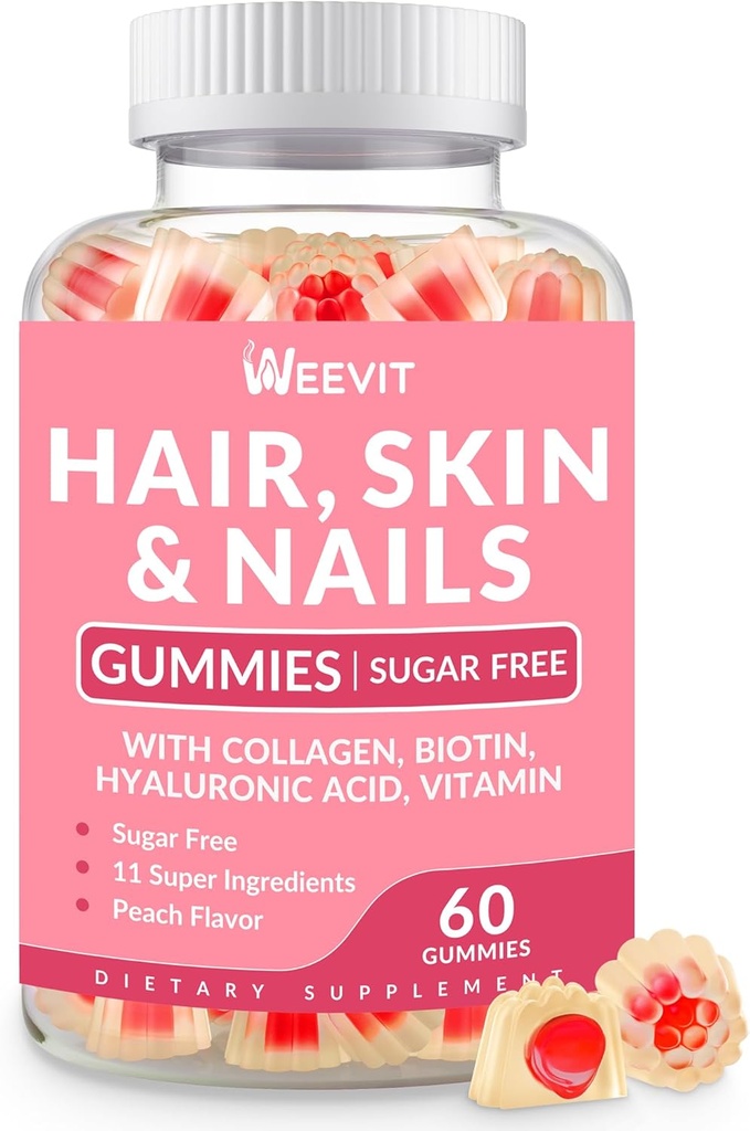 Ihon ja kynsien Gummies - Vegan Biotin 5000 mcg vitamiinit naisille ja miehet tukee nopeampaa hiusten kasvua, vahvemmat kynnet, hehkuva iho