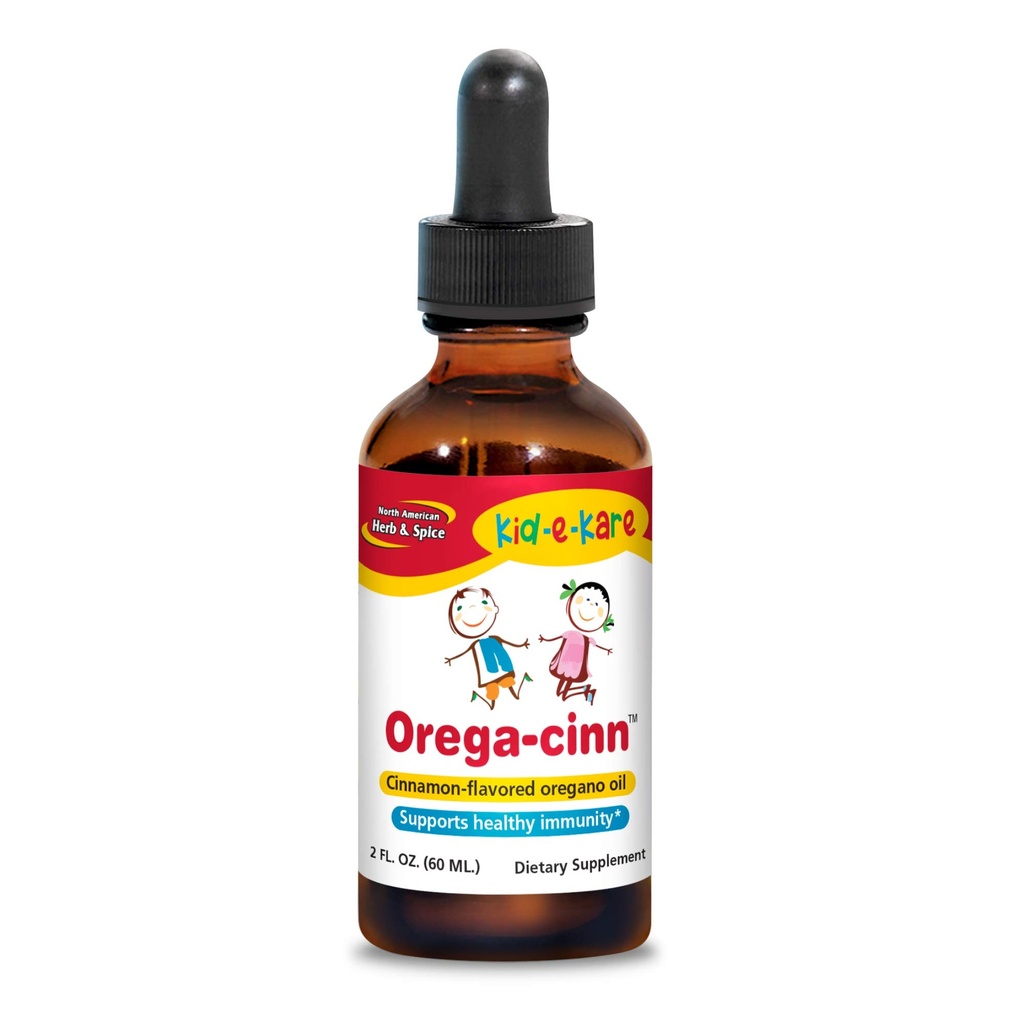 Pohjois-Amerikkalainen Herb & Spice Kid.e.Kare Orega-Cinn, Cinnamon Flavor - 2 fl. oz. - Great-Masting Immuuni tuki - Soothes Mucus Membranes - Wild Oregano Oil - Ei-GMO - 120 Yhteensä