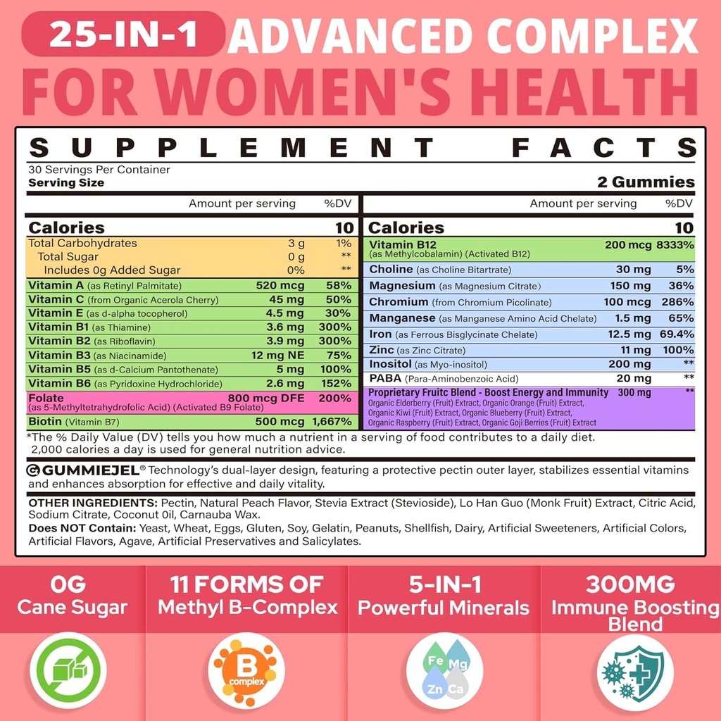 B-vitamiini Complex Gummies naisille
