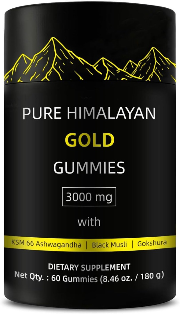 Pure Himalajan Gold Gummies ...Rich in Ashwagandha, Gokshura Fulvic Acid 85 Mikroravinteet miehille, Naiset Ei lisättyä sokeria...