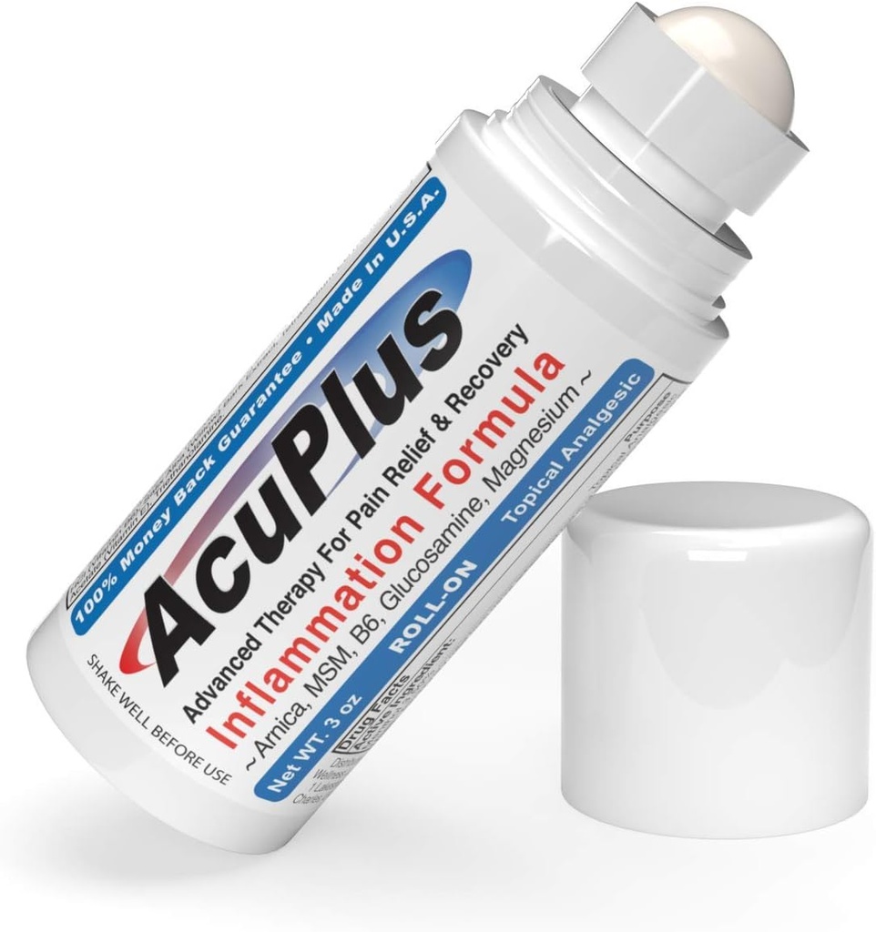 AcuPlus - Pain Relief Roll On - Uutinen Anti-inflammaattori Soothe Muscles & nivelet - Niveltulehdus Pain Reliever, Bursiitti, Jendonitis Cream - TSA Compliant, Convenient Roll On - 3 fl. oz. (Pakkaus 1)