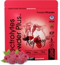 PowderVitamin Elektrolytes Powder Plus (50 tarjoilua) Vadelma Elektrolyytti Powder Zero Calorie Keto, 0 Sokeri, Ei Maltodekstriini, 1000 mg Kalium,120 mg Kalsium, 120 mg Magnesium, nesteytysjauhe