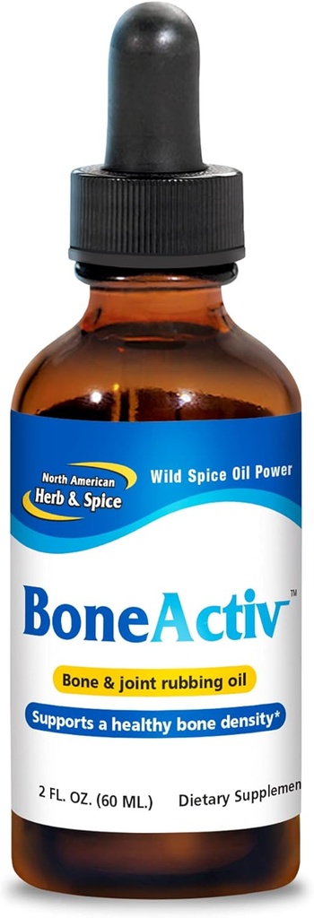 North American Herb & Spice BoneActiv - 2 m. oz. - Bone & Joint Rubbing Oil - Stöder friska ben - Non-GMO, Vegan - 346 portioner