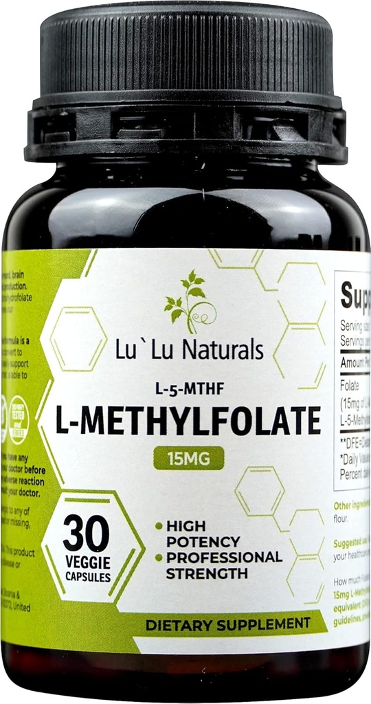 Lu'Lu Naturals L Metyylifolaatti 15 mg Aktivoitu Metyylifosaatti, Foolihappo, 5- metrinen 30 kasviskapselia