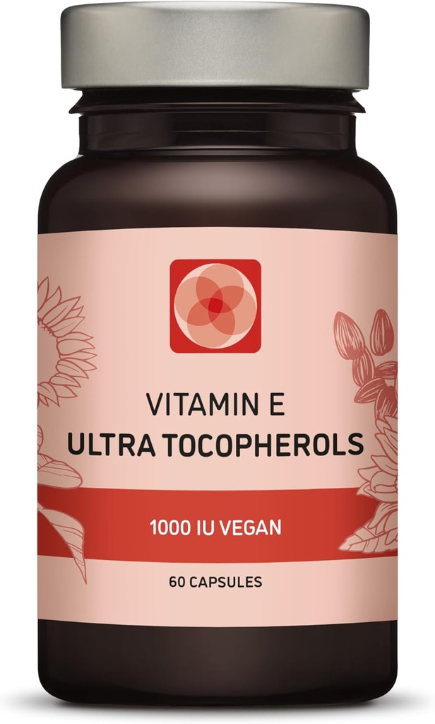 E-vitamiini 1000 IU Ultra-tokoferoli 450 mg E-vitamiini Vegan . Kaikki 4 tokoferolia - Alfa-tokoferoli + Beta-tokoferoli + Gamma-tokoferoli + Delta-tokoferoli.