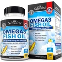 Triple Strength Omega 3 Fish Oil Supplement - 2250mg EPA DHA Omega 3 rasvahapot tuore Wild Chunt Fish, Burpless Lemon Flavor Formula tukee silmien terveyttä ja enemmän, Gluteeniton, 180 Softgels