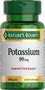Nature's Bounty Kalium 99mg, tukee nestetasapainoa ja lihasten toimintaa, mukana normaali sydämen toiminta, kaliumglukonaatti ravintolisä, gluteeniton, 1 per päivä, 100 kasvisruoka Caplets