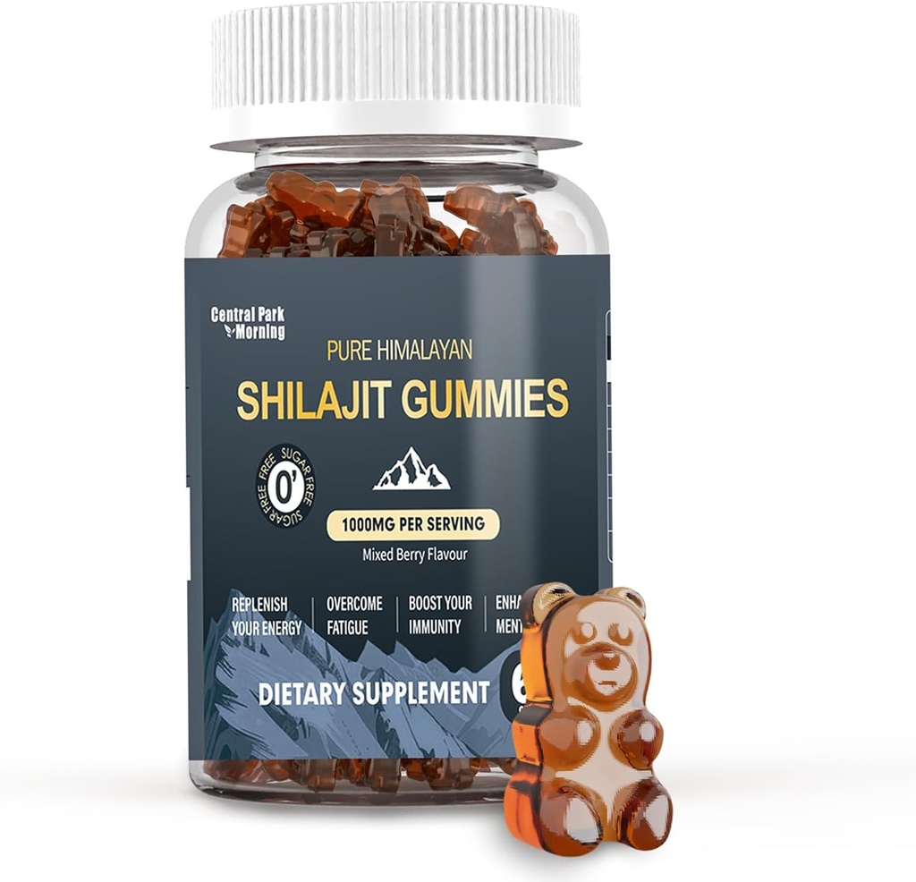 Shilajit Gummies 1000mg, Pure Himalajan Shilajit Supplement, High in Trace Minerals, Energy Immuuniterveys tuki - 60 Count