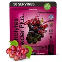 PowderVitamin Elektrolytes Powder Plus (50 tarjoilua) Grape Elektrolyte Powder Zero Calorie Keto, 0 Sokeri, No Maltodekstriini, 1000 mg Kalium,120 mg Kalsium, 120 mg Magnesium, nesteytysjauhe