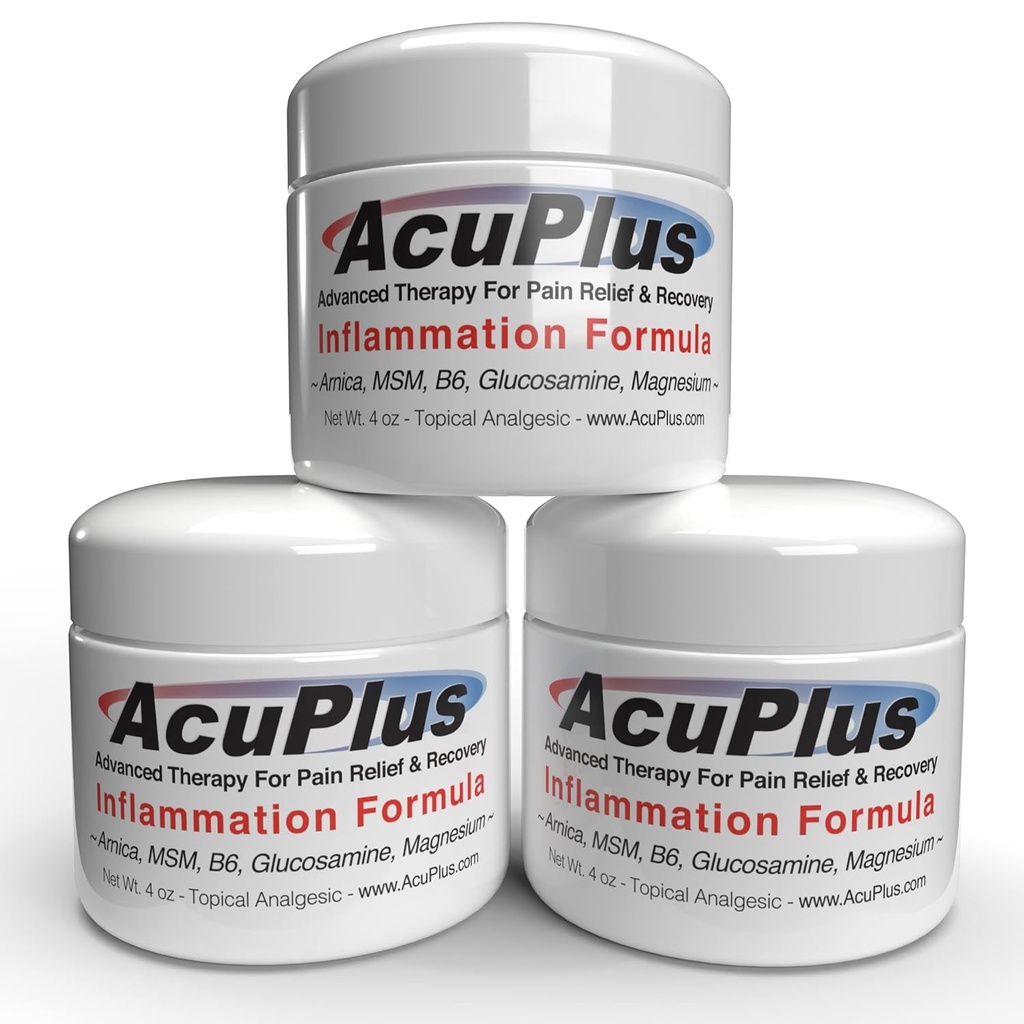 AcuPlus - Advanced Pain Response Topical Anti-inflammatory Cream Soothe Lihas-ja nivelkipu - Niveltulehdus, Bursiitti, & Jendoniitti - Nopea toiminta Formula luonnollisia ainesosia - 4 oz. kukin, pakkaus 3