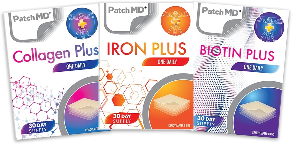 Iron Plus, Collagen, & Biotin Plus Uutinen Patch Bundle - 30 päivän tarjonta