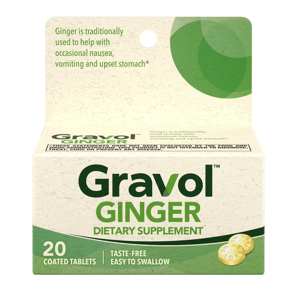 Gravol Inkivääri tabletti vatsavaivat ja pahoinvointi, 20ct