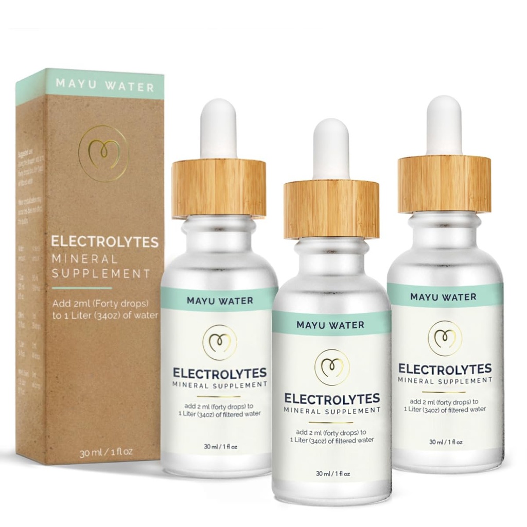 MAYU Elektrolyyttivesitippa - Nopea imeytyminen Mineraalitipat juomaveteen, nesteytys Essential Minerals Mix - 100% puhdas luonnon mineraalit, nesteytysliuos, sokerittomat elektrolyytit -30 ml (3)