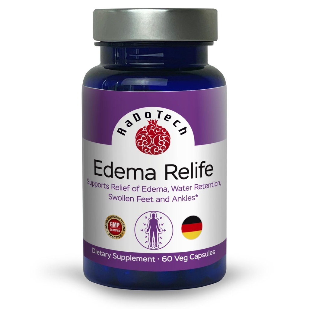 Edema Relife Support Relief of Edema, Water Reserve, Turvonneet jalat ja nilkat 60 Veg Kapselit GMP - (paketti 1)