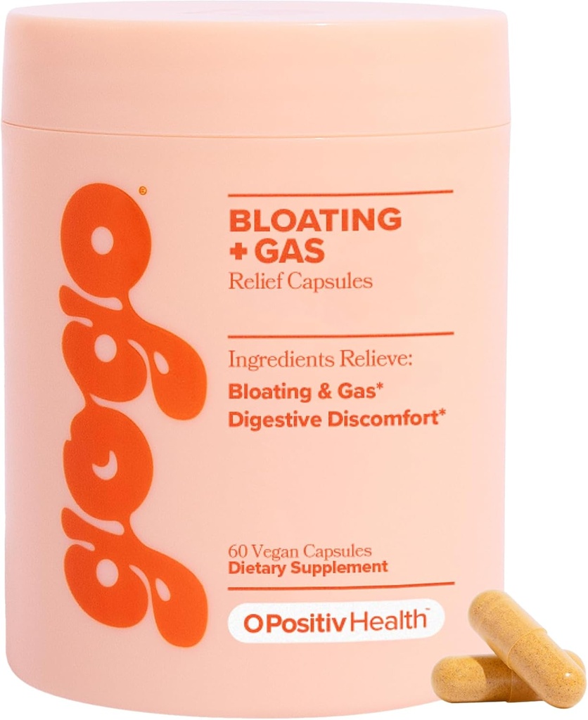 O Positiv GOGO Bloating & Gas Digestive Relief - Dgestive Enzymes for Bloating Relief & Water Retention - Gas Relief lisäravinteet bromaiini, inkivääri root, & Milk Thistle - 30 tarjoilut (pakkaus 1)