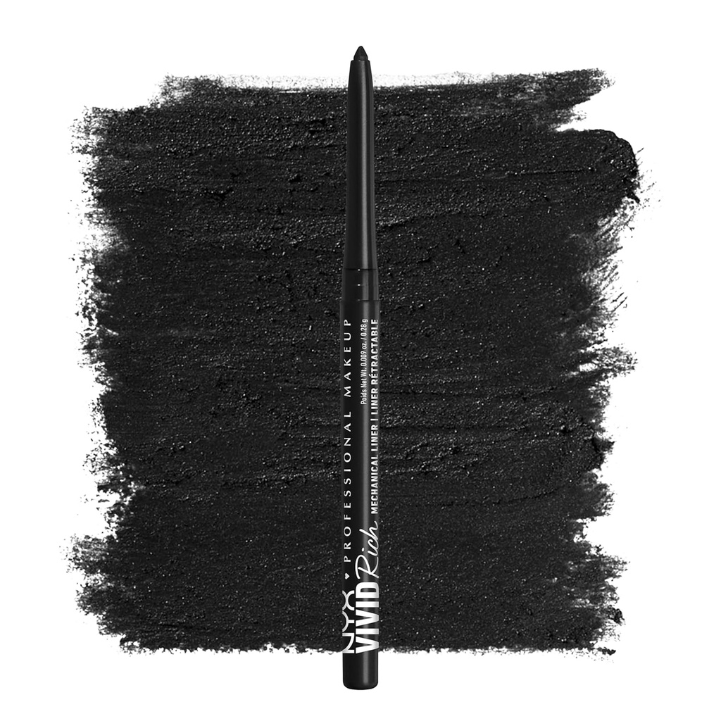 NYX PROFESSIONAL MAKEUP Mekaaninen silmäkynä,Vivid Rich Mekaaninen, Kermainen Retractable Eyeliner - aina Onyx, musta eyeliner