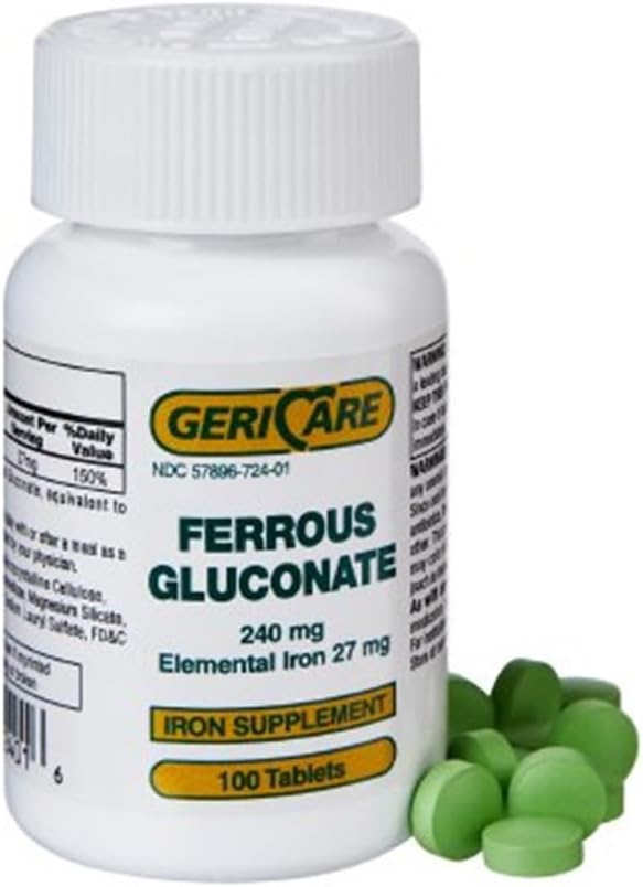 GeriCare Ferrous Gluconate 240 mg 100 tablettia (pakkaus 6)