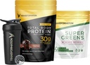 Transformation Chocolate Protein Powder, Super Greens Superfood Green Juice Powder ja suorituskyky Eristetty Shaker pullo