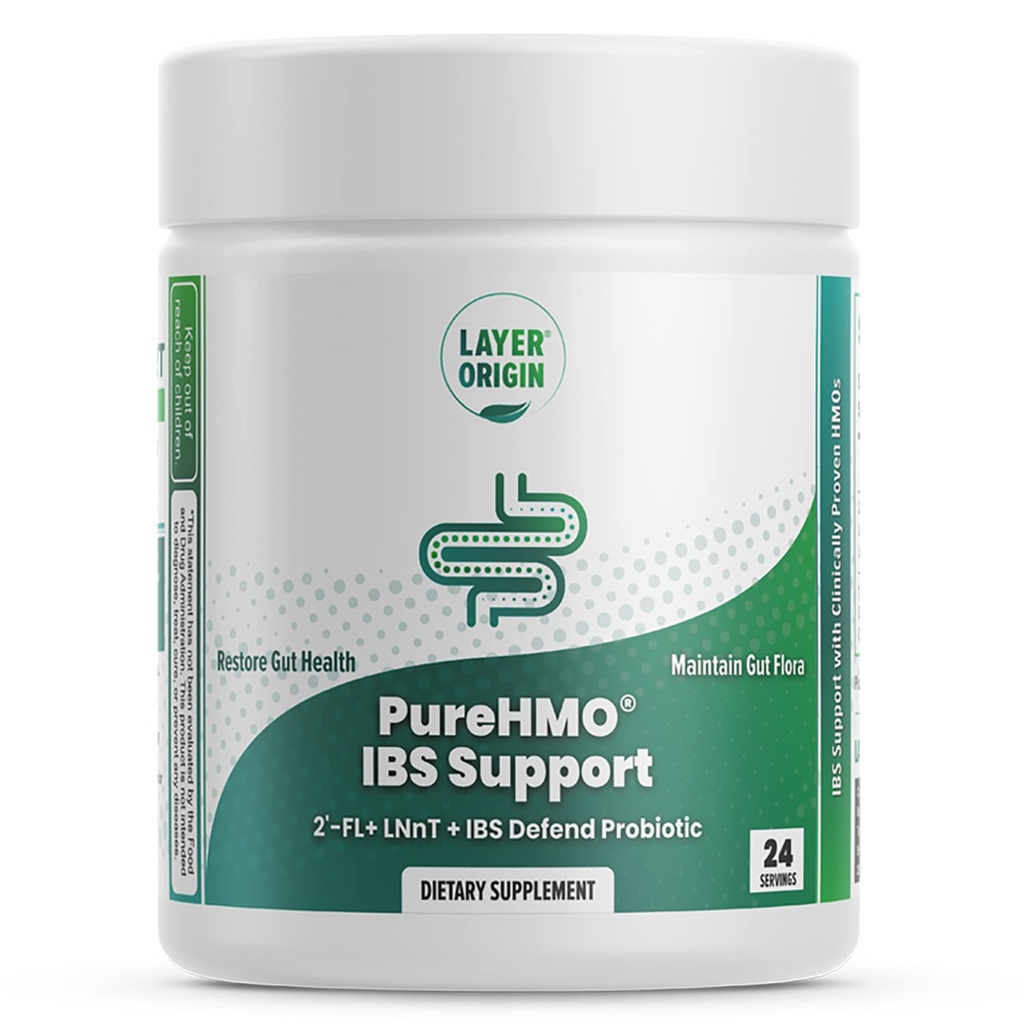 Layer Origin PureHMO IBS tuki - Kliinisesti testattu Super Prebiootti + Probiootti IBS - Vahvista Gut esteitä ja palauttaa Gut toiminnot