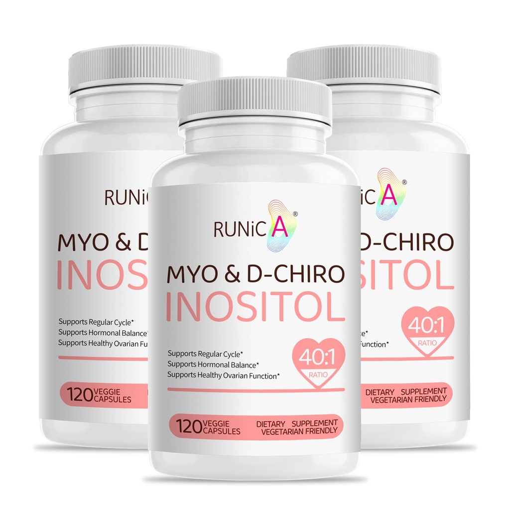 Myo-Inositol & D-Chiro Inositol Supplement för kvinnor - Ideal 40:1 Ratio -Stöd Kvinnors Hormon Balans & fertilitet & Ovarian Hälsa - Vegan Powder Capsules - 90-dagars Supply
