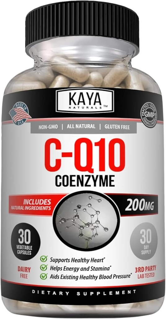 Kaya Naturals - CoQ10 Power antioksidantti täydentää - Aids in Heart Health and Immune Function - Palauttaa päivittäin solujen ja energian tuotanto - 30 kasviskapselit Co-Q10