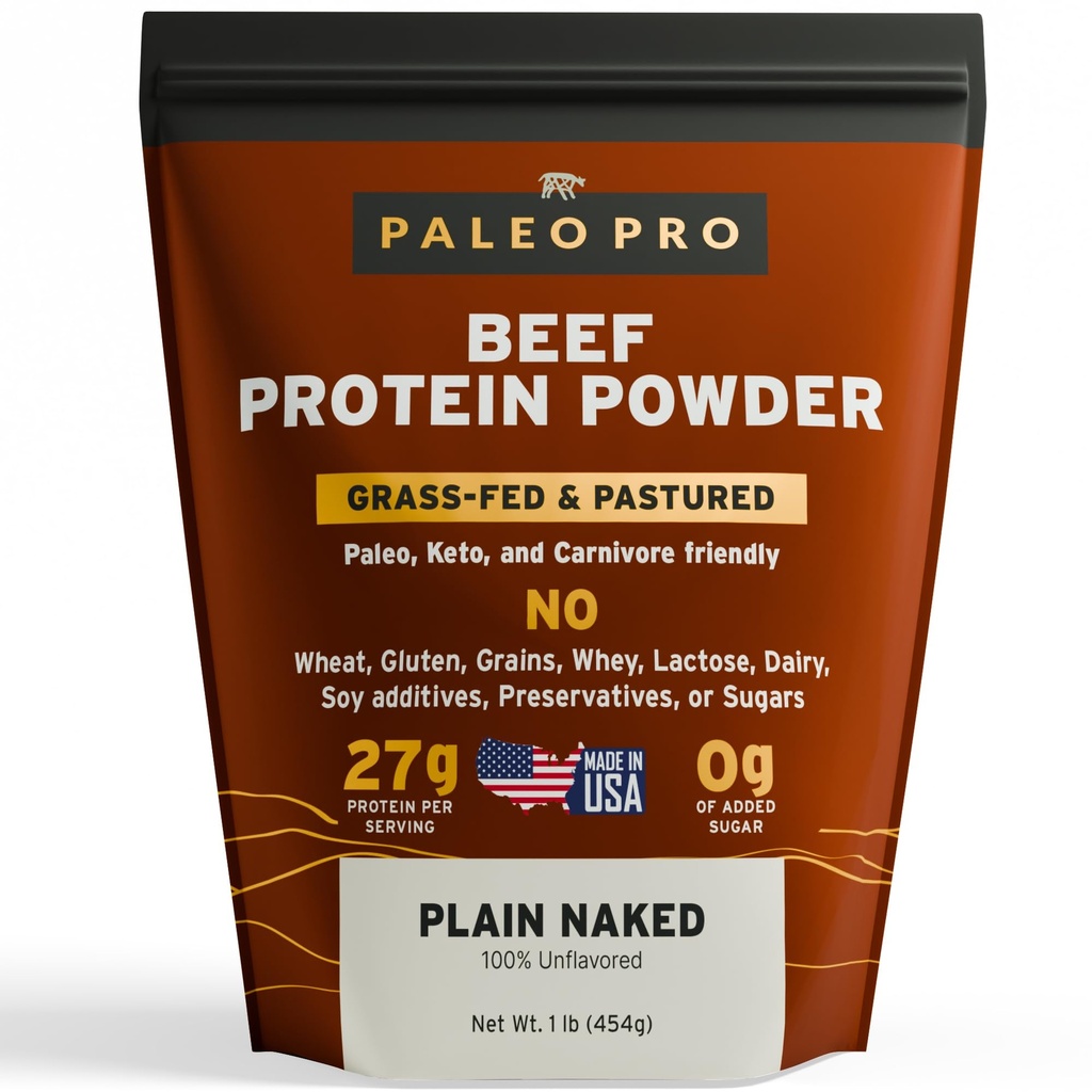 PaleoPro Protein Powder Grass-Fed, Pastured, Cage-Free Protein | Gluten & Dairy Free. No Sugar, Soy, Grains eller Net Carbs | Paleo & Keto Friendly - 15 portioner (16 oz, Plain)