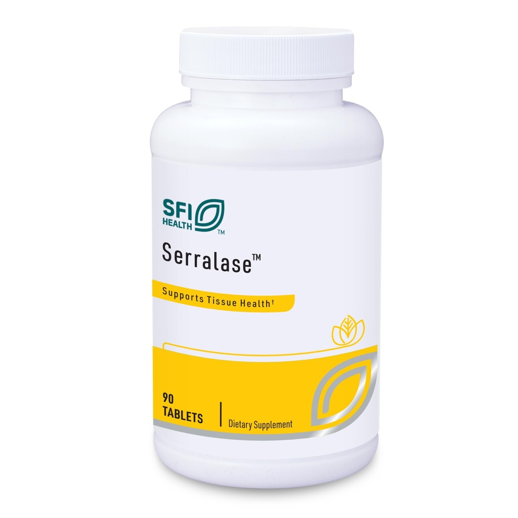 Klaire Labs SFI Health Serralase - Vegetarian Proteolytic Enzyme Blend med Serratia Peptidase & Bromelain för Digestion, Källa från Papaya & Pineapple, Hypoallergenic (90 Enteric Coated tabletter)