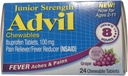 Advil Junior Chewable Ibuprofeeni Tabletit, rypäle 100 mg, 24 tablettia Jokainen (Pack of 4)