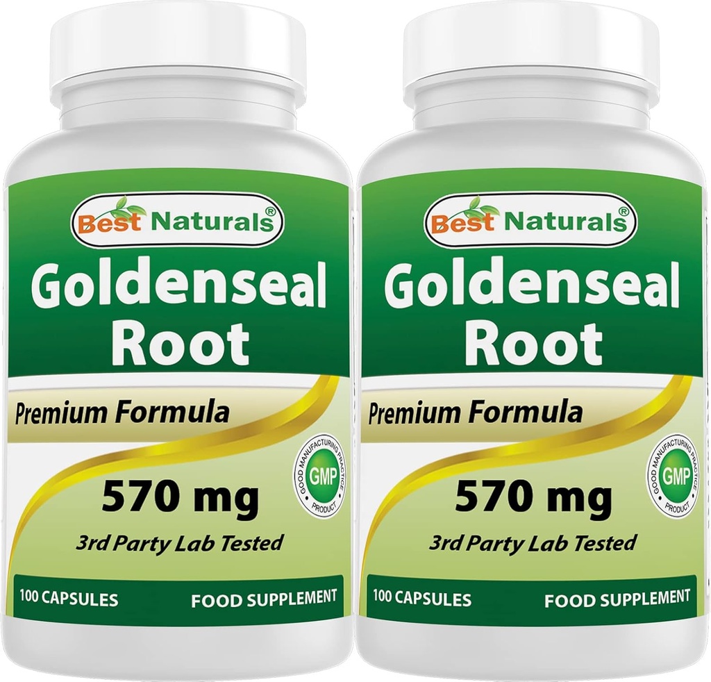 Best Naturals Goldenseal juuri 570 mg (ei-GMO) 100 kapselia (100.