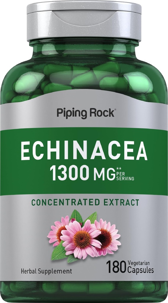 Piping Rock Echinacea Extract kapselit 1300mg ... 180 Count... Kasvissyöjä, gluteeniton, ei-GMO