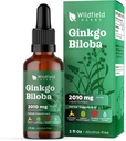 Ginkgo Biloba Extract Drops Liquid 2000mg (Ginkgo biloba L.) Herbal Supplement Absorbs Better Than Capsules, 1 kuukausi tarjonta, 84 Tarjoilut, Alkoholiton Tincture - 2 Oz, Pakkaus 1