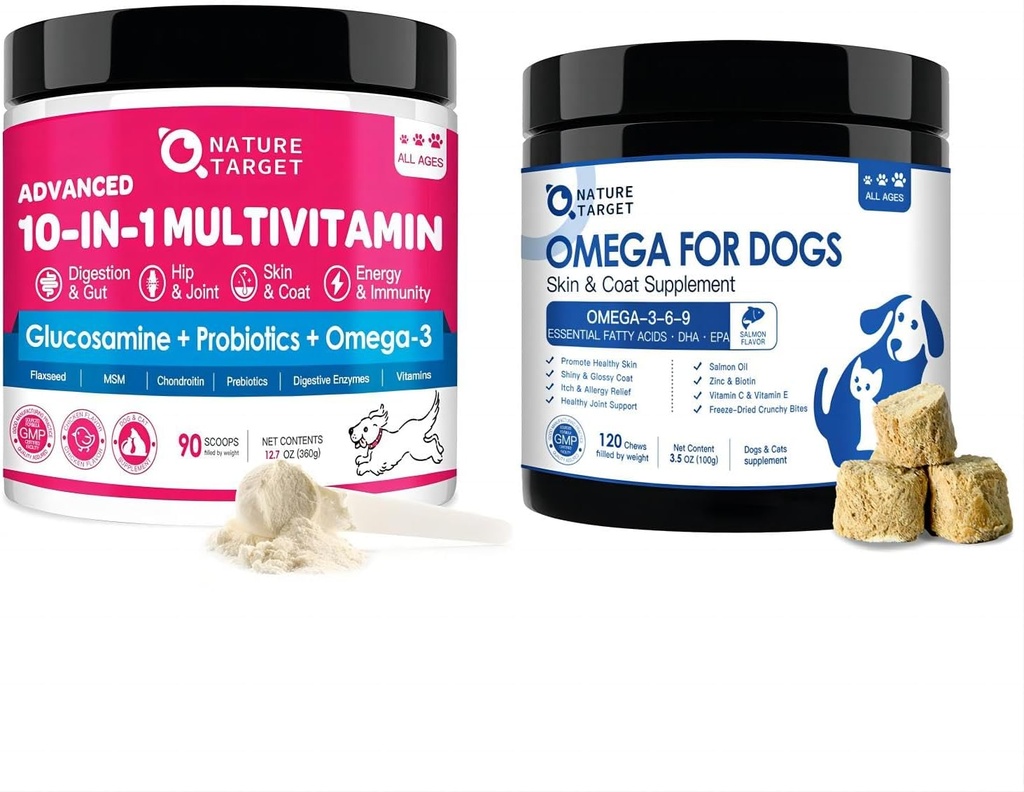 NATURAL TARGET Koira vitamiinit jauhe - Omega 3 Fish Oil koirille