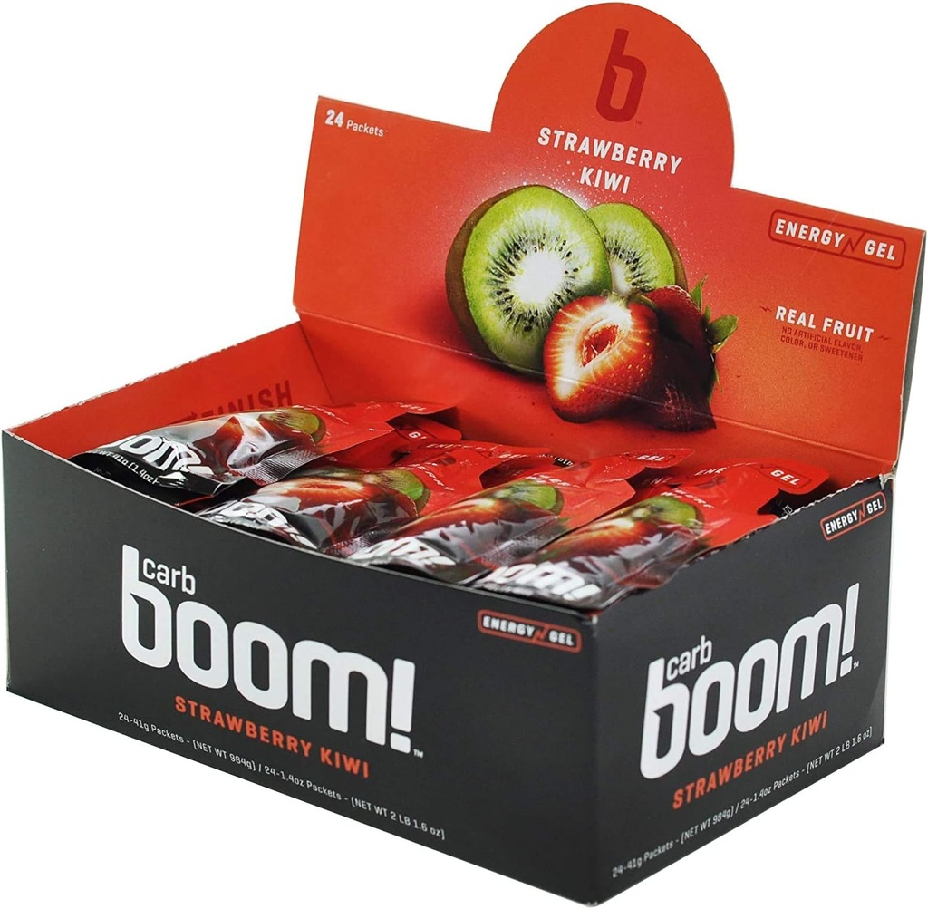 Boom Nutrition - Carb Boom Energy Gel - Fruit-Flavored Energy Geels - Workout Gel - Energy Gel pyöräily - Running Gel - Natural Energy Gel - Lajike 6 Makuja (4 Each) - 24 Pack
