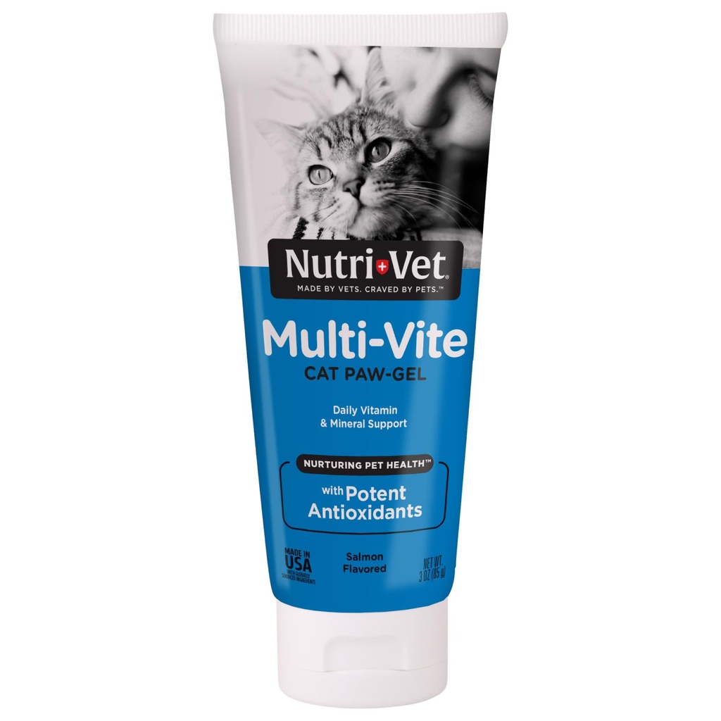 Nutri-Vet Multi-vite Paw geeli kissoille, Päivittäinen vitamiini, Kissan tarvikkeet, Immunosupport, Kissa vitamiini, Potent antioksidantteja, Multi-Vitavan Paw Gel, Senior Feline Lisäravinteet, 3 oz
