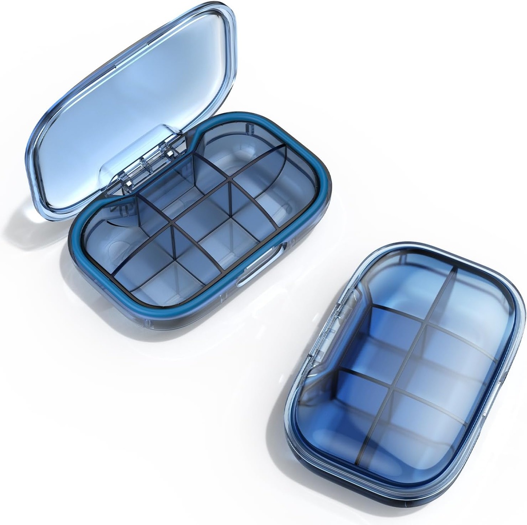6 Osasto Matka pilleri laatikko, Pill Organizer Kosteus Proof Pill tapauksessa, Pieni pilleri laatikko taskulaukku, Päivittäinen Kannettava lääke vitamiineja laatikko, kalaöljy laatikko, täydennysosa laatikko (sininen)
