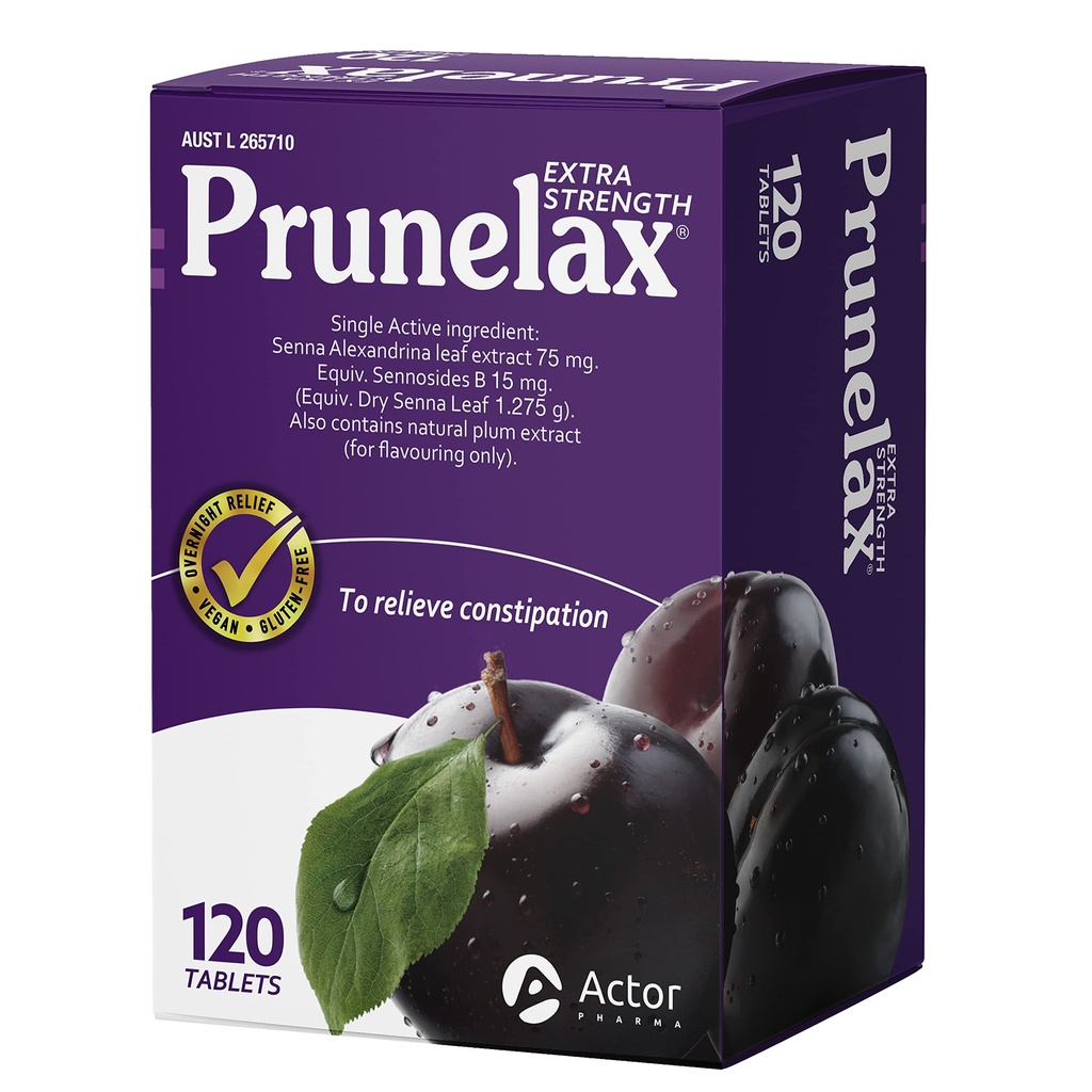 Prunelax tabletter - Extra Strength Natural Laxative Supplement Innehåller hög styrka Senna för förstoppning Relief & Återställ Normal Bowel Motion-120 tabletter