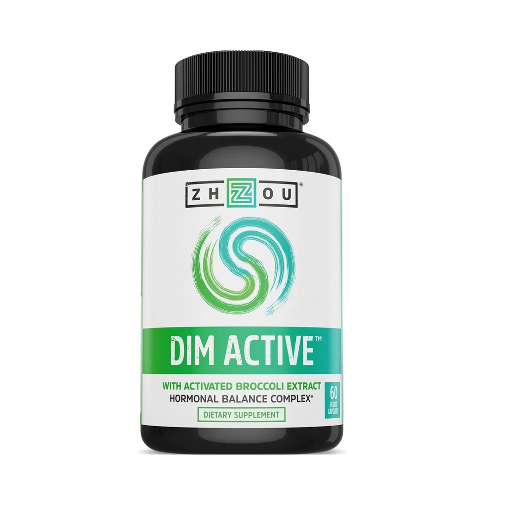 Zhou DIM Active - DIM-lisä, Hormonitasapaino naisille ja miehille, Hormonaalinen tuki 250 mg diindolyylimetaani - 60 vegan kapselia