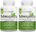 Herbal Nutrition Organic Ashwagandha 1300mg Max Strength, Two Bottle Pack, 120 kapselia Plus Black Pepper biologiseen hyötyosuuteen