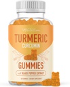 Kurkumalliset Gummies for Adults (60 Count, 30-päivä Supply) - Kurkuma Supplement Gummies w/Black Pepper for Joint Support* - Inkivääri maku, ei-GMO, Vegan, Gluteeniton Joint Supplement