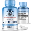 S-Acetyl L-Glutathione 300mg - 60 Acid-Resistant Capsules, High Bioavailability S Acetyl Glutathione Supplements for Liver & Skin Health, Supplement Antioxidant Support Capsules